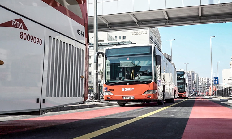 RTA Bus at bus waiting area.