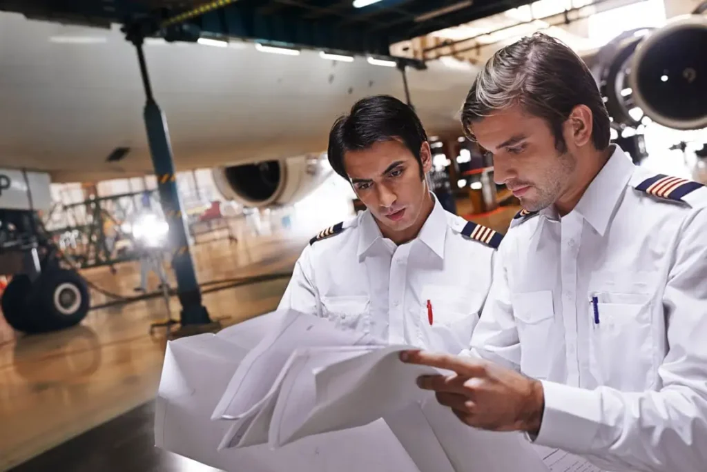 Emirates aircraft in maintenance hangar